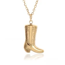 Gold Cowboy Boot Pendant Necklace – Western Country Jewelry, Cowgirl Cowboy Boot