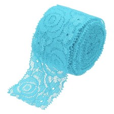 Lace Trim 5 Yards 3 Inch Flower Elastic Lace Ribbons for Craft Lake Blue