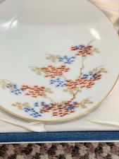 VINTAGE FUKAGAWA Japanese Porcelain Plates Colorful Maple Design 5  With Case