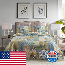 Yayiday Quilts Queen Size Patchwork Bedspread - 100 Cotton Reversible