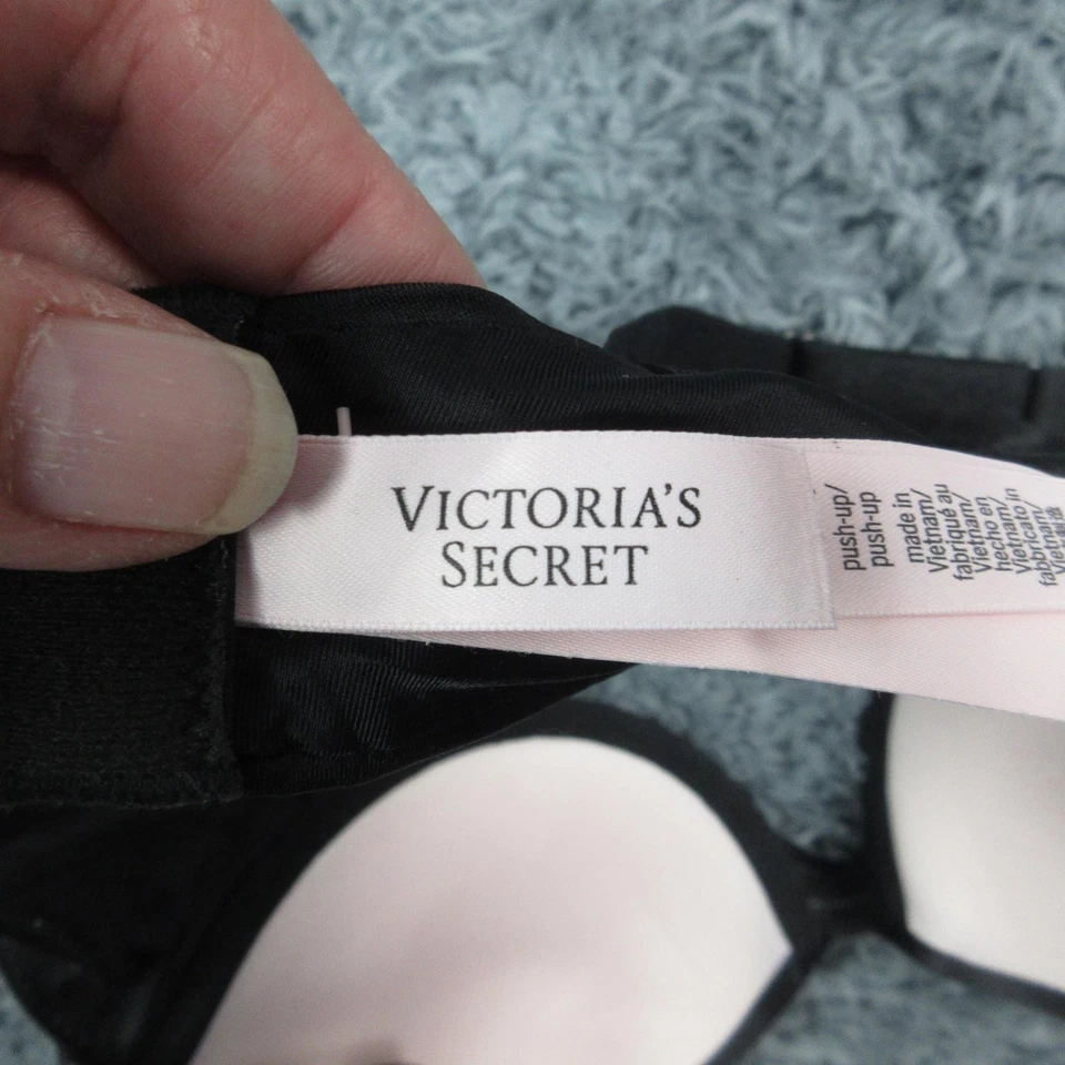 Бюстгальтер женский Victoria's Secret 36C черный очень сексуальный пуш-ап со стразами ремень - Изображение 3 из 4