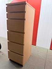 *IKEA MALM Chest of 6 drawers, oak finish with mirror, 40x 123cm**