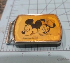 Vintage 70s Lee Walt Disney Co Mickey Mouse Minnie Belt Buckle Kids Sz