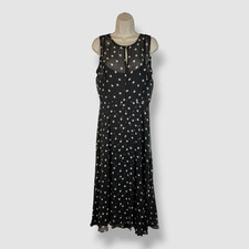 Tommy Hilfiger Women's Black Polka-Dot Chiffon Fit-Flare Dress Size 10