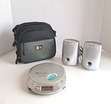 Sony Walkman D-F200 ESP MAX AM FM Radio CD Player W/ Sony Speakers and Case