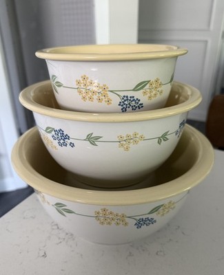 3pc Corning Corelle SECRET GARDEN 3 2 1 Quart Mixing Nesting Bowl Bowls Floral