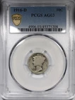 1916-D Mercury Dime PCGS AG3 Circulated Key Date 10C