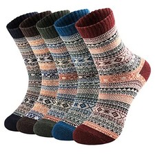 Pleneal Wool Socks for Women - Womens One Size 5 Pairs Nordic Style, 6-10