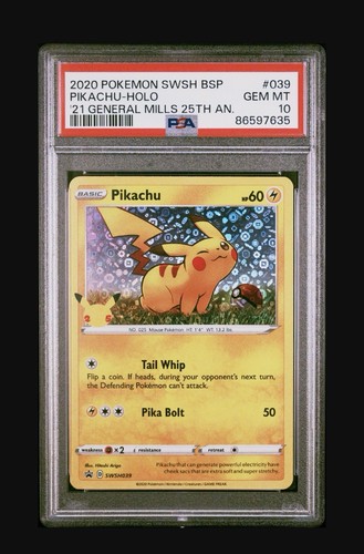 Pokemon TCG Pikachu General Mills Promo Holo SWSH039 PSA 10 2020 EN low pop