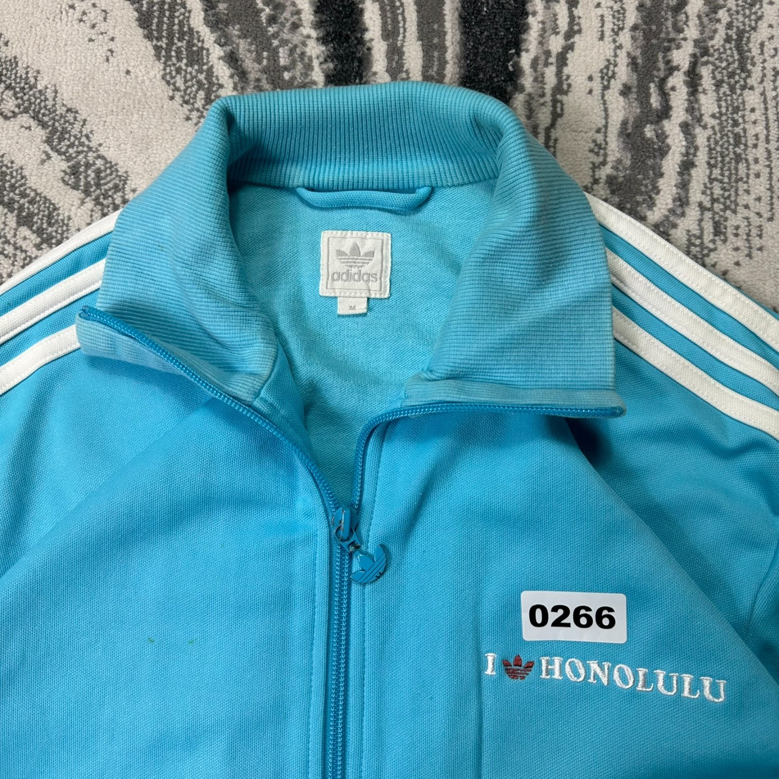 VTG Adidas Honolulu Hula 2000's Y2K Size Medium Blue Tracksuit Top Track Jacket image 2