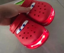 Kid  s LIGHT-UP Lightning McQueen Crocs boys girls Shoe Clog Disney C8-J3 Size US