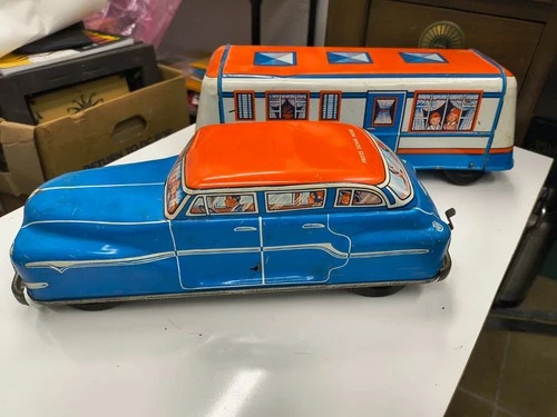 Vintage  Wolverine Sedan & Travel Trailer Camper 1950's