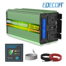 EDECOA Power Inverter Pure Sine Wave 12V to 240V 1500W Converter USB LCD ECO V4