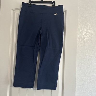 NWT I.N.C. International Concepts Tummy Control Pull On Capri Pant Size 10P navy