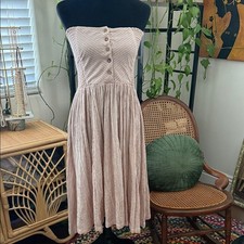 Free People Ocean Eyes Neutral Stripe Strapless Boho Preppy Nautical Midi Dress