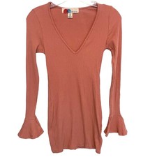 FP Beach Free People Who Needs Sleep Dress Womens Small Salmon Bell Sleeve Mini