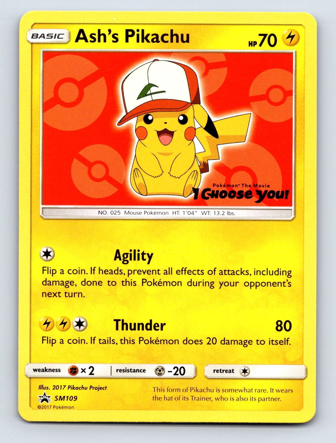 TCG 2017 Pokemon SM Promos Ash's Pikachu #SM109 NM/MT