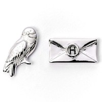 Harry Potter Ohrringe Versilbert Hedwig Eule & Buchstabe