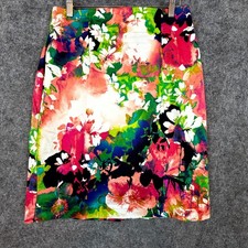 Worthington Pencil Skirt Womens 12 Bold Floral Artsy Standout Dopamine Office