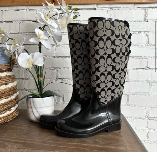 Coach Tristee Monogram Corset Rain Boots Size 8