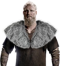 Viking Kunstfell Kragen, Wikinger Fell Schal, Mittelalter Umhang Pelz Herren,