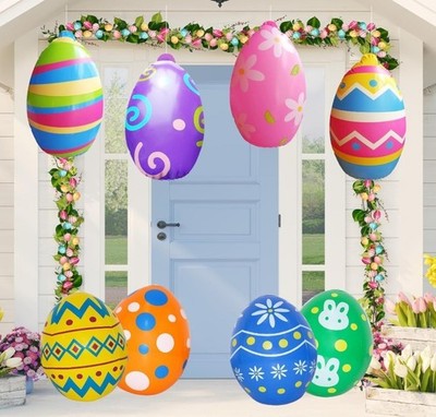 Inflatable Easter Eggs Blow Ups Decorations Outdoor Set of 8 PVC Colorful Giant