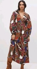FARM RIO Anthropologie Deep V-Neck Maxi Dress Floral Puff Sleeve Tropical Size 4
