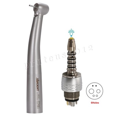 Dental Fiber Optic LED Turbine Handpiece / 6 Hole Quick Coupler Fit Sirona