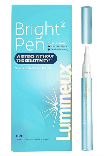 Lumineux Bright2 Pen, Teeth Whitening & Dual Action Stain Repellant, 1 Pen, NEW - Picture 1 of 10