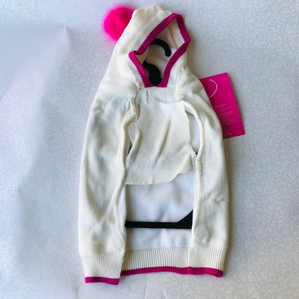 Собака Isaac Mizrahi толстовка с капюшоном с подкладкой одежды белый / розовый сердце размер: S - Изображение 3 из 4