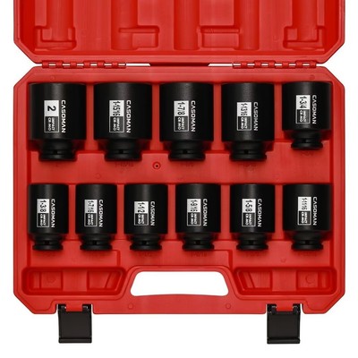 11PCS 1/2-Inch Drive Large Impact Socket Set, 6 Point, 1-3/8-Inch to 2-Inch, ...