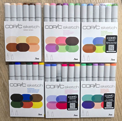 Copic Sketch Marker Set Lot 6 Packs - All New and Unused - No Duplicates