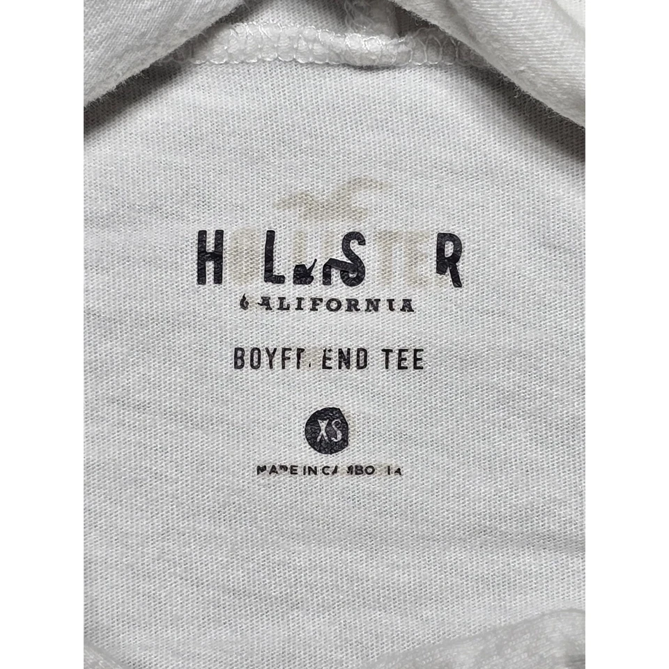 Hollister Sudadera con Capucha Recortada Manga Larga Blanco Rayas Boyfit Camiseta XS Suéter Foto 3 de 4