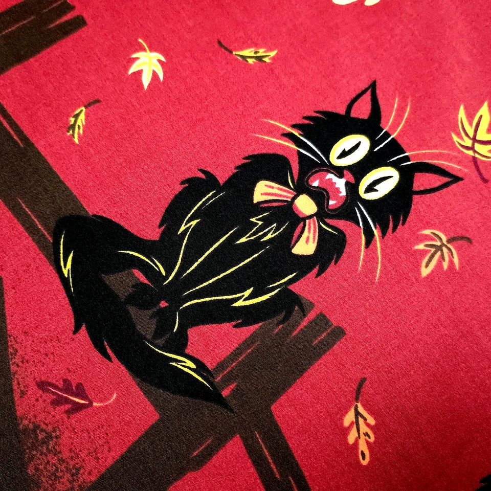 Vintage Halloween Cat Cotton Fabric 58" by the yard Pumpkin Border Print - Image 3 of 4