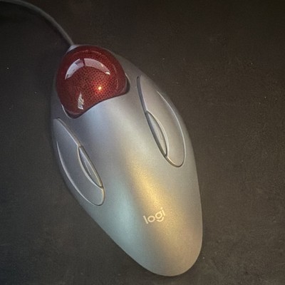 Logitech Wired Optical Ergonomic Trackball Mouse 400 DPI 2-Button Silver/Red