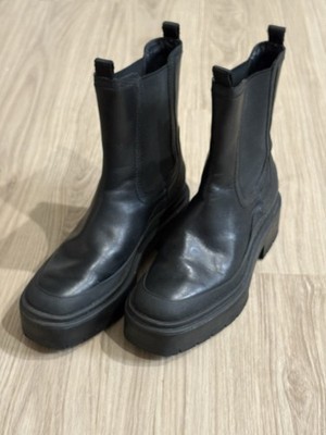 Sam Edelman Lulia Lug Sole Chunky Boots   Black Leather   Size 8