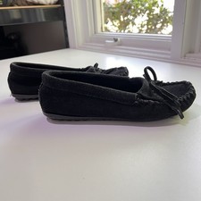 Minnetonka Women's Moccasins Turquoise Black Suede 6.5