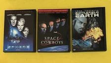 3 SCI-FI DVD LOT - SPACE COWBOYS -  BATTLEFIELD EARTH - SPHERE - FREE SHIPPING