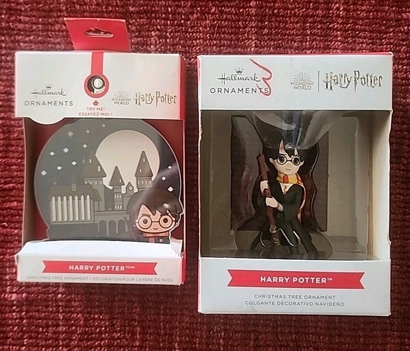 Hallmark Harry Potter Ornaments 1 Tree Light Up & 1 Harry Broom Wizarding World