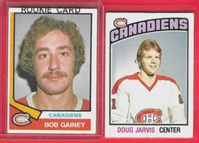 **BOB GAINEY**74-75 OPC # 388+*DOUG JARVIS*76/77 OPC (MONTREAL CANADIENS)ROOKIE!