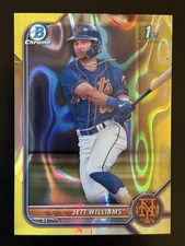 2022 Bowman Draft - Chrome Jett Williams #BDC-190 Yellow Refractor /75 (RC) Mets