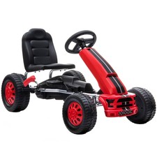 Pedal Go Kart with Lightweight Aluminum Frame, Steering Wheel, Red