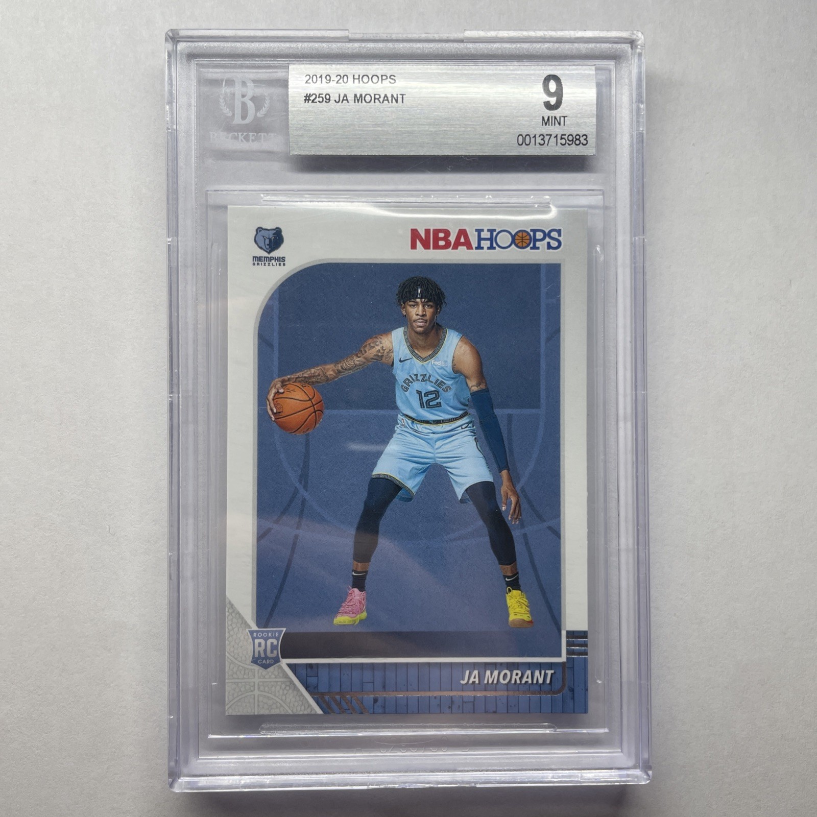 2019-20 Panini Hoops Ja Morant RC Rookie #259 Grizzlies PSA 9