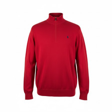 Polo Ralph Lauren Mens XL Red Pima Cotton Quarter Zip Pullover Sweater Pony Logo