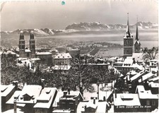 Zurich Switzerland Zurich and the Alps Bird s Eye View Vintage Postcard