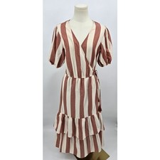 Knox Rose Striped Tiered Wrap Midi Dress