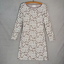 Eliza J Layered Lace Sheath Dress Size 10 Long Sleeve White Ivory Nude Illusion