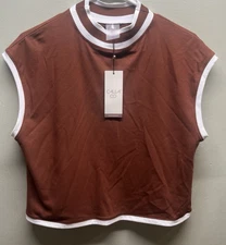 Calia shirt womens size medium rib mock tank top red brown New! Retails for 54
