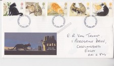 GB ROYAL MAIL FDC FIRST DAY COVER 1995 CATS STAMP SET PLYMOUTH PMK HANDWRITTEN