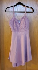 NWT No Boundaries Juniors' Mini Dress A-Line Lace Notch Neck Pink Size MED 7-9